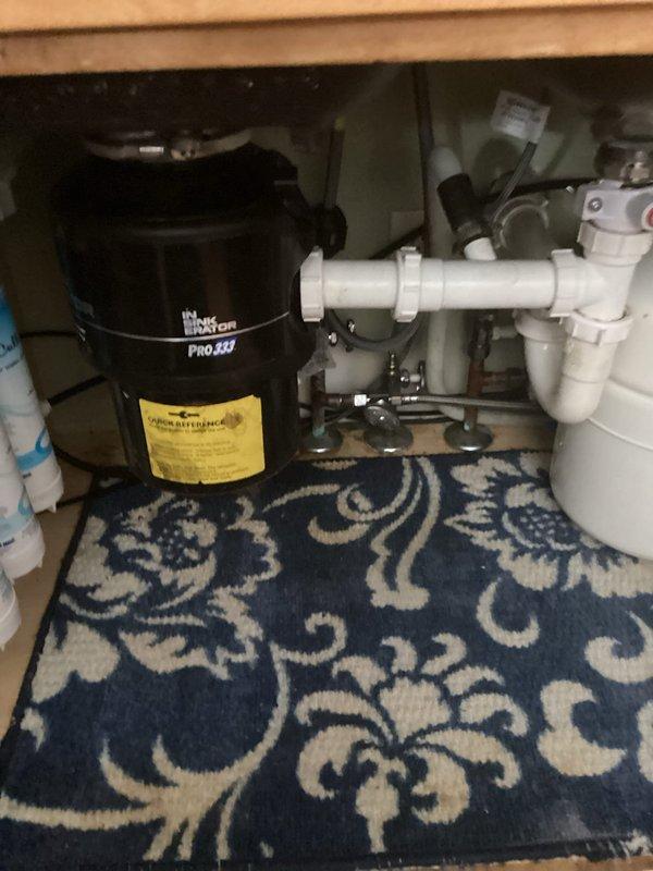Diagnosed non-functional garbage disposal with failed motor. Removed existing unit and replaced with new PRO 333 model. Connected all plumbing components including proper installation of drain system and P-trap. Verified complete operation after installation with successful testing.