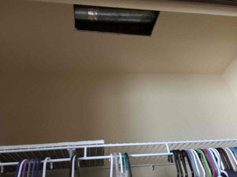 Reconnected disconnected dryer vent system in client's closet, including repair of interior closet piping. Post-repair testing confirmed proper operation and air flow through the venting system.