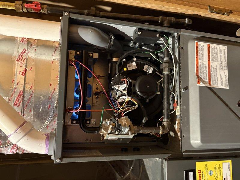 Responded to emergency no heat call. Diagnostic inspection revealed furnace fan was operating but flame was not staying lit. Visual inspection of gas burner assembly showed flame sensor had carbon buildup causing improper flame detection. Cleaned flame sensor thoroughly, tested system operation with multiple heating cycles. Unit now functioning properly with consistent flame ignition and proper heat distribution.