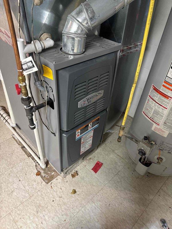 Responded to no heat call for Armstrong Air 80% efficient furnace. Diagnosed pressure switch lockout error. Serviced by clearing pressure switch ports, which resolved the heating issue and restored proper system function.