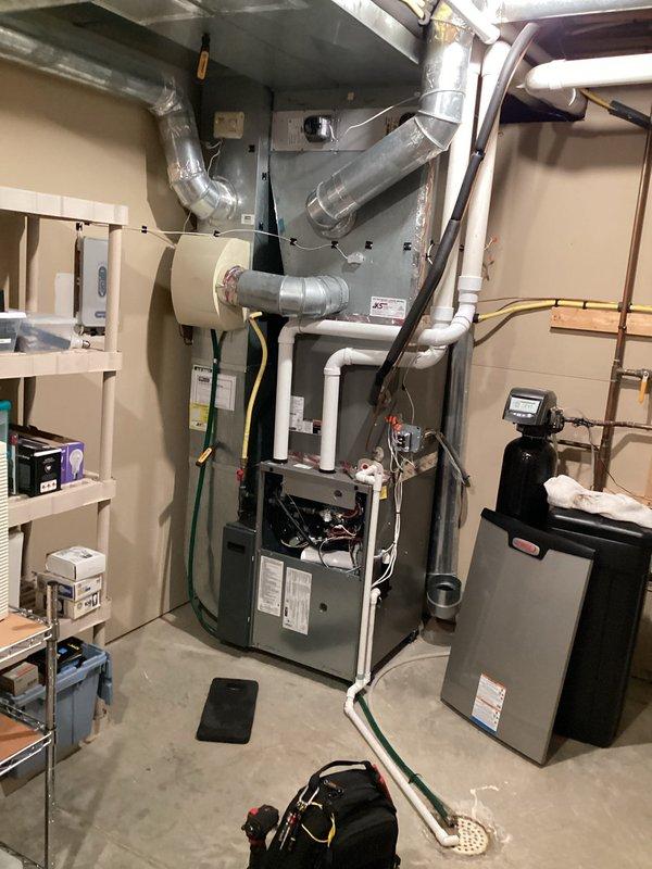Performed scheduled preventative maintenance agreement service on residential furnace. Inspected system components including electrical connections, circuit board, and ventilation system. Completed all standard PMA checklist items with no major issues identified.