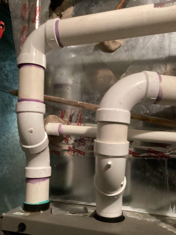 Performed routine air handler tune-up service. System was found to be in good working condition. Visual inspection of condensate drainage system revealed properly installed PVC piping with appropriate primer application at all connection points.