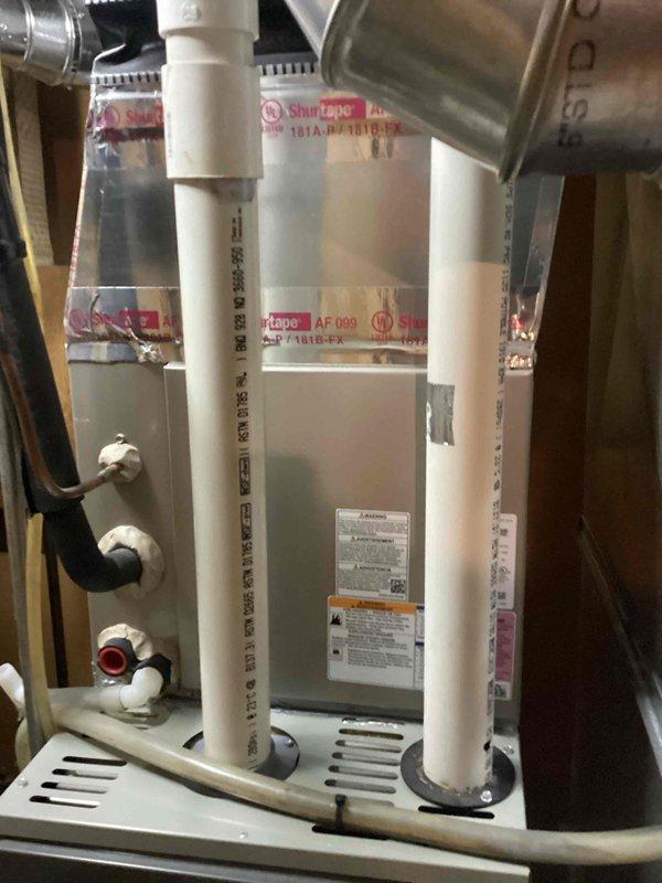 Performed scheduled 10-point tune-up on residential furnace system. Inspected and verified proper operation of all components including PVC venting, ductwork connections, and safety controls. Unit is functioning within manufacturer specifications with no issues identified.