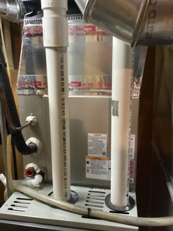 Performed scheduled 10-point tune-up on residential furnace system. Inspected and verified proper operation of all components including PVC venting, ductwork connections, and safety controls. Unit is functioning within manufacturer specifications with no issues identified.