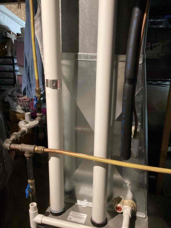 Performed scheduled maintenance tune-up on Lennox furnace system. Completed full inspection with no issues found. System is operating normally with proper connections to ventilation and exhaust components.