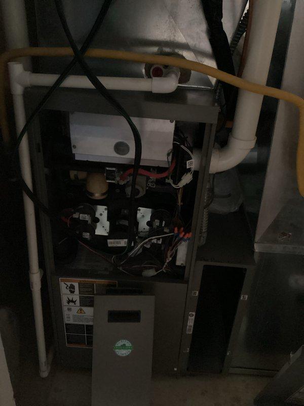 Performed scheduled maintenance on residential HVAC system including inspection of furnace electrical components and ventilation system. Removed existing thermostat and installed new replacement unit as quoted. Completed all standard maintenance procedures according to service agreement specifications.