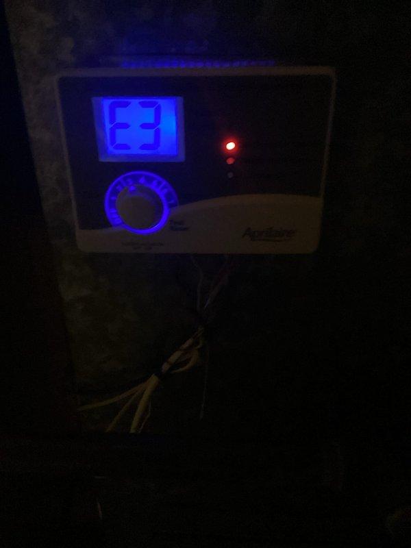 Responded to humidity control issue with Aprilaire system. Diagnostic testing revealed a severed outdoor temperature sensor wire. Successfully repaired wire connection, restoring proper system functionality and humidity control.