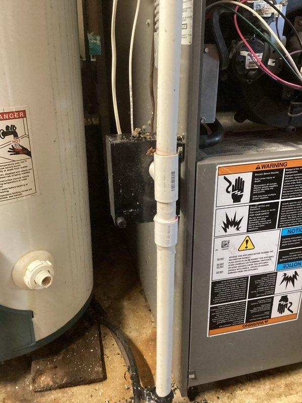 Responded to service call for water leakage during humidifier operation. Inspection revealed dual issues: clogged condensate drain line and compromised heat exchanger seal. Due to severity of heat exchanger failure and extensive water damage, complete system replacement was recommended and performed.