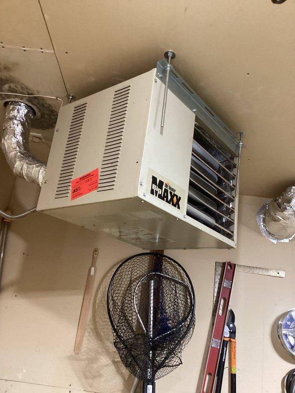 Responded to no-heat call for garage MAXX ceiling-mounted heating unit that had stopped working several weeks prior. Upon inspection, diagnosed failed heat exchanger as root cause. Replaced heat exchanger to restore proper heating function. Unit is now operational and producing heat as designed.