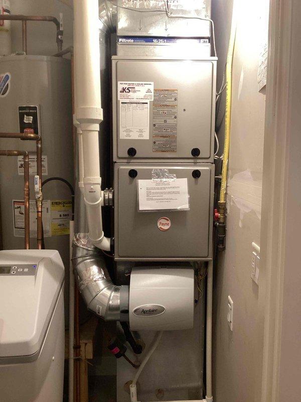 Responded to customer callback following recent maintenance. Found filter excessively soiled due to increased occupancy, pets, and candle usage during holiday gatherings. No operational issues detected with Payne furnace system. Provided complimentary non-allergen 1" filter for customer to evaluate effectiveness. Explained increased nighttime runtime is normal during colder outdoor temperatures.