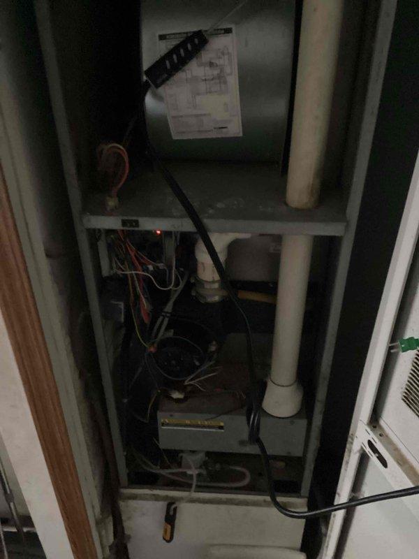 Performed scheduled furnace tune-up and conducted combustion analysis revealing elevated CO levels (89F), CO₂ at 4.6%, and excessive air at 156.9%. Upon inspection of heat exchanger, noted significant deterioration and informed customer that unit is approaching end of service life. Completed necessary adjustments to maintain safe operation for current heating season.