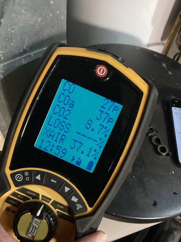 Completed scheduled PM service on air handler. Performed comprehensive tune-up with combustion analysis showing proper operation (CO2 at 0.7%, efficiency readings within acceptable parameters). No issues identified. System functioning normally after maintenance.