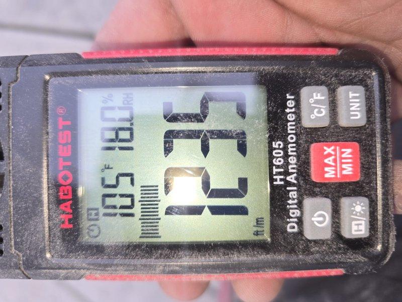 Performed comprehensive duct cleaning service on HVAC system and dryer vent to remove accumulated dust and debris. Utilized digital anemometer (HAEOTSET HT605) to verify proper airflow measurements before and after cleaning. Interior inspection revealed significant buildup that was successfully removed, restoring optimal system performance and improving indoor air quality.