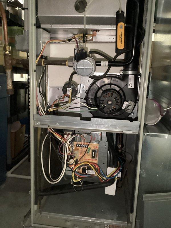 Performed scheduled maintenance on American Standard furnace system. Inspected all components including blower motor assembly, electrical connections, and control board. All systems functioning properly with no issues identified.