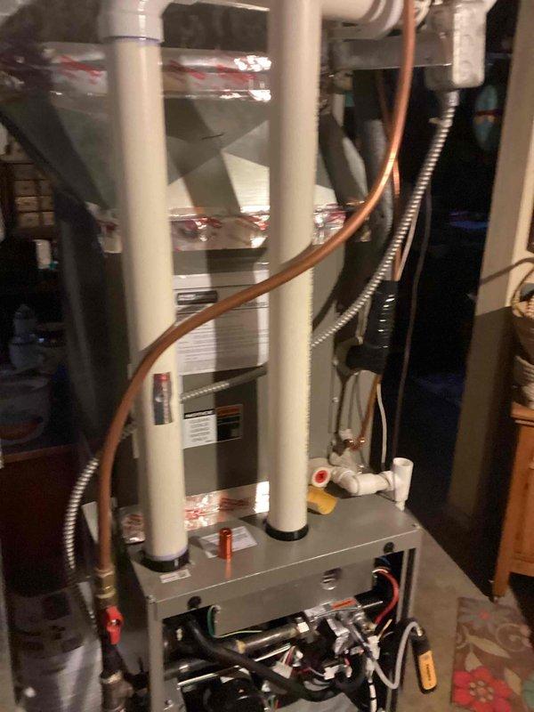 Conducted scheduled one-time air handler tune-up on residential HVAC system. Performed comprehensive maintenance procedures on furnace unit with associated ductwork and PVC ventilation components. System was found to be in proper working condition after service completion.