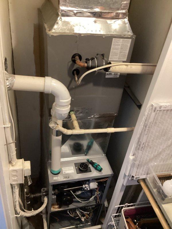 Responded to no heat call for aging system. Diagnosed communication failure between furnace and thermostat. Found dirty flame sensor and clogged filter impeding proper operation. Cleaned flame sensor and recommended customer install a lighter filter to improve airflow and system performance.