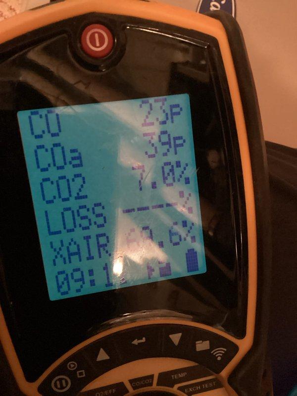 Conducted annual tune-up service on Carrier furnace system. Performed combustion analysis with readings showing normal CO levels (23F), CO₂ at 39P, 7.0% CO2, and 4.6% excess air. All components inspected and functioning properly with no issues identified.