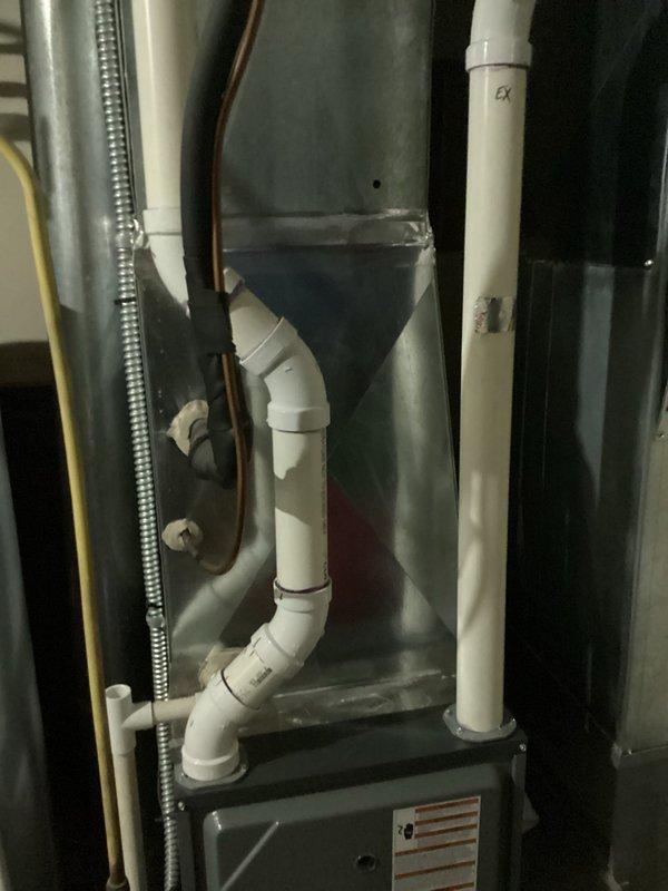 Performed scheduled tune-up service on KS/Diamond branded furnace unit. Conducted comprehensive system inspection including condensate drain lines, PVC exhaust venting, and all connections. System functioning properly with no issues identified; all components in good working order.