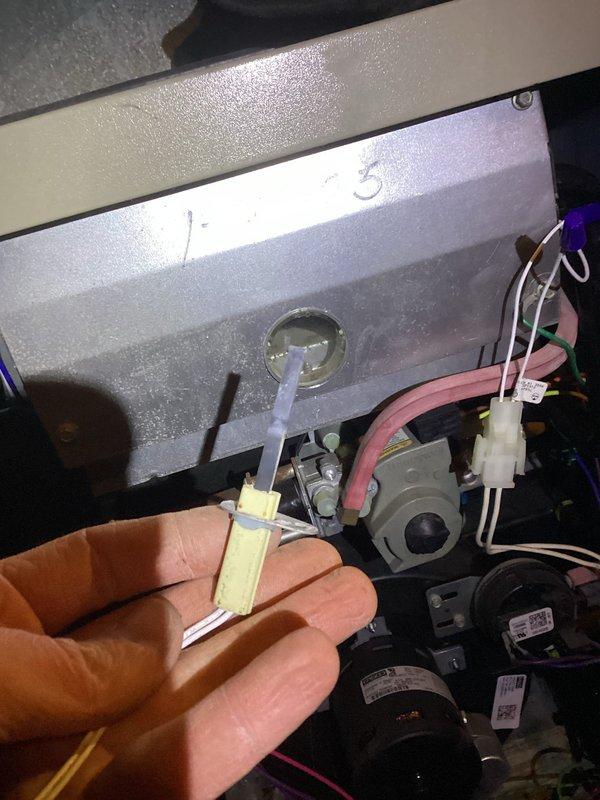 Responded to emergency no-heat call for aging system (10+ years) with hot surface ignitor failure indicated by error code. Successfully diagnosed and replaced the faulty hot surface ignitor, restoring heat function. Recommended preventative maintenance check on all furnace systems in the residence to prevent future emergency situations.