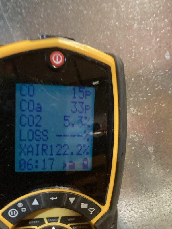 Performed comprehensive air handler tune-up per schedule. Conducted combustion analysis with readings showing CO at 15P, COa at 33P, CO2 at 5.3%, and excess air at 22.2%. Inspected internal components of furnace system, verified proper operation of all mechanical and electrical elements, and confirmed system is functioning within manufacturer specifications.