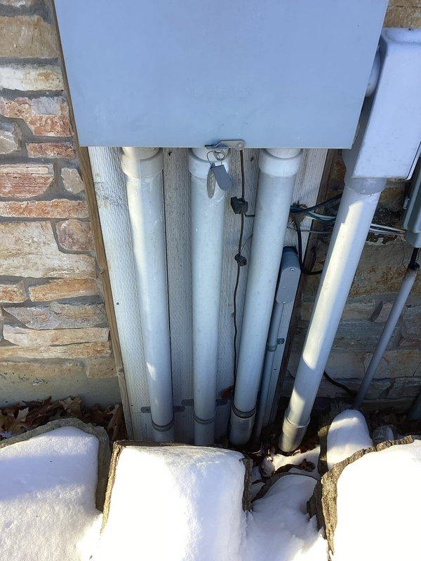 Performed gas bonding for property sale requirement. Installed bonding wire from exterior gas meter to main grounding system in utility room, following same path as existing CSST gas line. Completed proper grounding connections at both termination points to ensure code compliance.