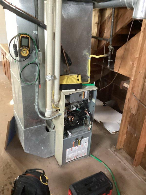 Performed complete furnace preventative maintenance assessment (PMA) on vacant property prior to sale. Conducted full diagnostic evaluation of the system, including inspection of control boards, wiring, and ventilation components. Verified proper operation of the furnace with all connections secure and exhaust venting properly installed.