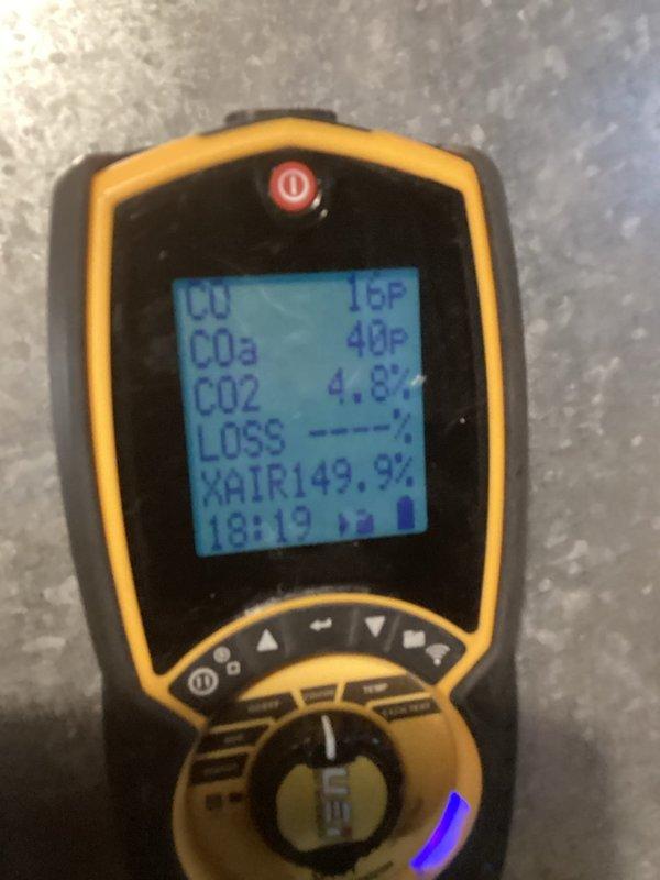 Performed scheduled air handler tune-up per customer request. Conducted comprehensive diagnostic testing using gas analyzer, which showed CO3 at 40p, CO2 at 4.8%, and excess air at 149.9%. Inspected plumbing connections and water heater components for proper installation and function. All systems operating within normal parameters after service.