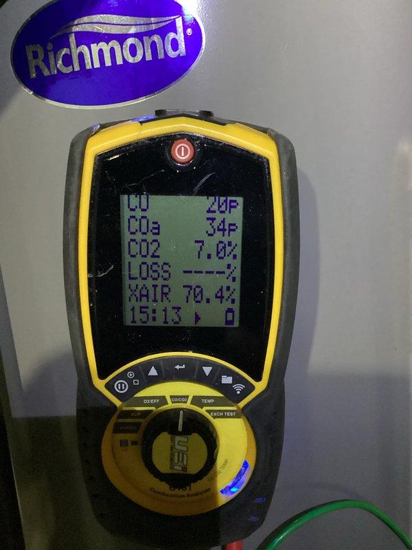 Responded to emergency no heat call for 10+ year old furnace with pilot light failure. Diagnostic testing with UEi DL579 multimeter and combustion analyzer revealed dirty flame sensor and restricted airflow due to oversized filter. Restored system operation by cleaning flame sensor and replacing filter with correct size, confirming proper combustion parameters and electrical readings post-service.