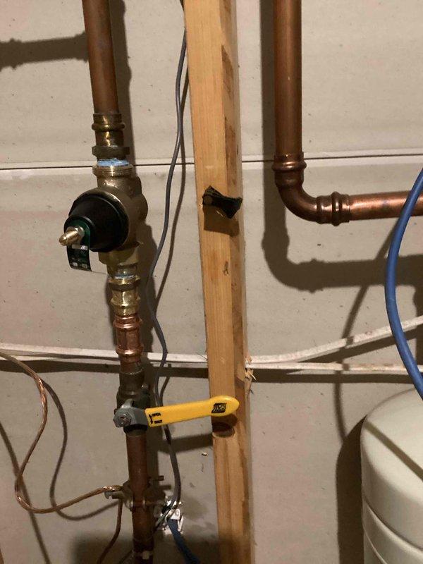 Responded to service call for high water pressure issue. Diagnosed faulty pressure reducing valve allowing 90psi into main line. Installed new PRV and calibrated system pressure to 65psi, resolving the excessive pressure problem. System now functioning correctly.