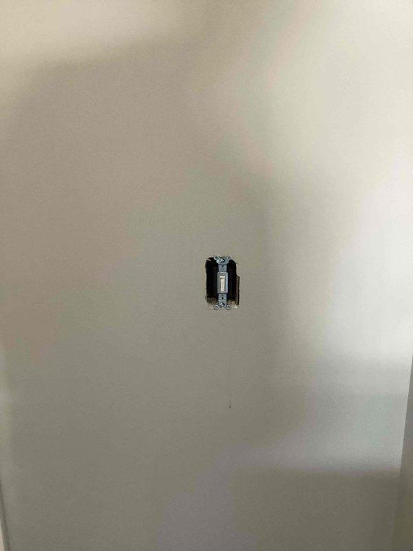 Diagnosed and repaired faulty electrical switches throughout the residence, including loose connections in three-way and four-way switches that were causing power interruption and noise in the stairway/landing lighting circuit. Replaced non-functioning bathroom fan timer switch with customer-provided replacement unit and verified proper operation of all repaired fixtures.