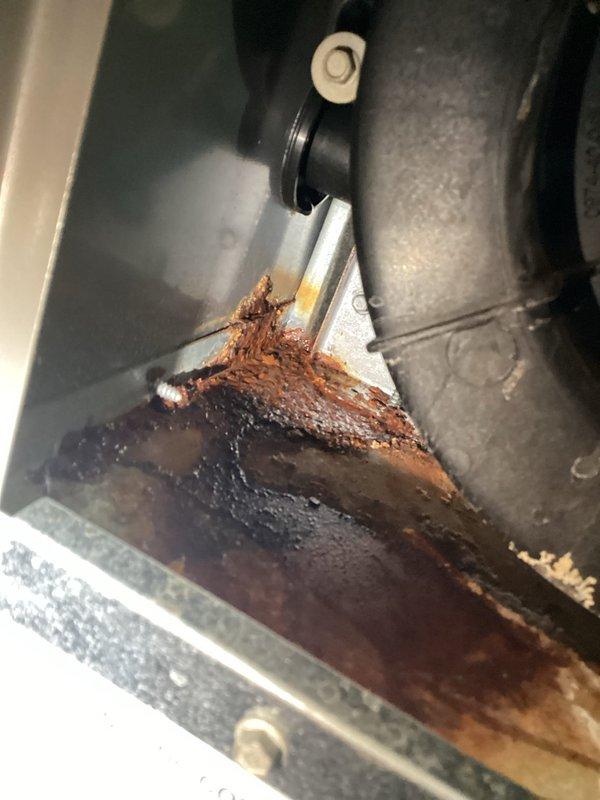 Responded to callback for unit previously serviced. Diagnosed severe corrosion at collector box connection. Verified failed collector box plug as source of issue. Ordered replacement collector box to resolve ongoing moisture and deterioration problems.