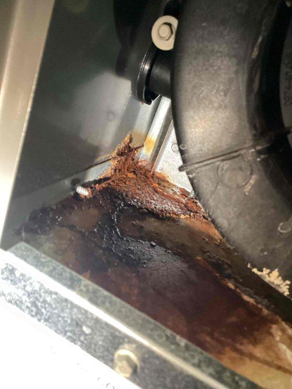 Responded to callback for unit previously serviced. Diagnosed severe corrosion at collector box connection. Verified failed collector box plug as source of issue. Ordered replacement collector box to resolve ongoing moisture and deterioration problems.