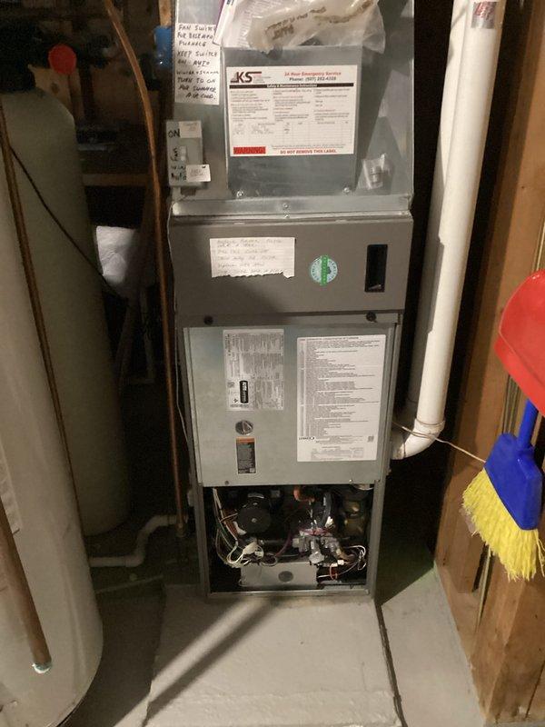 Performed standard tune-up service on Lennox furnace with Healthy Climate system. Replaced filters as requested by customer who had multiple filter types on hand. Completed comprehensive inspection with no issues found; unit operating within normal parameters.