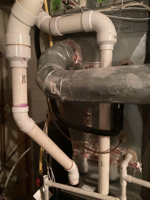 Performed scheduled preventive maintenance on residential HVAC system. Conducted comprehensive tune-up of furnace unit and connected PVC drainage/ventilation system. No issues identified; system functioning properly after service.