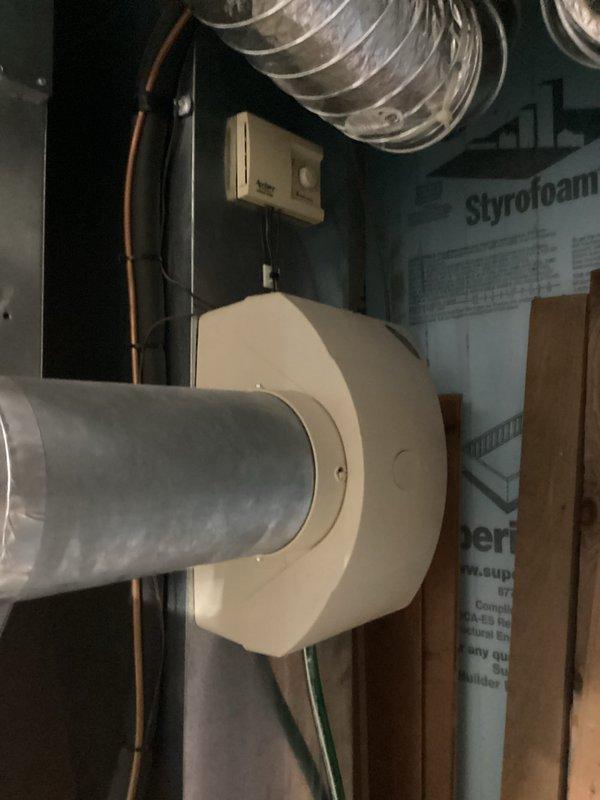 Responded to service call for furnace and humidifier replacement. Upon inspection, discovered nest obstruction in bathroom exhaust vent which was causing ventilation issues. Removed nest debris, replaced damaged vent components, and successfully completed installation of new furnace and humidifier systems.