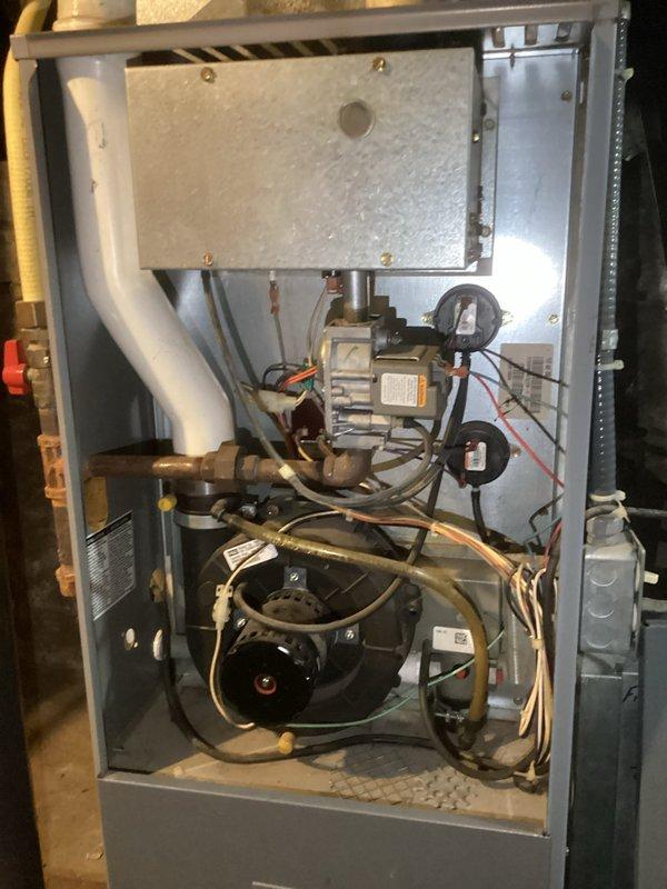 Responded to no heat call for Armstrong Air furnace. Diagnosed failed control board as root cause of heating failure. Replaced customer-supplied thermostat which was having operational issues. System tested and confirmed proper operation after component replacement.