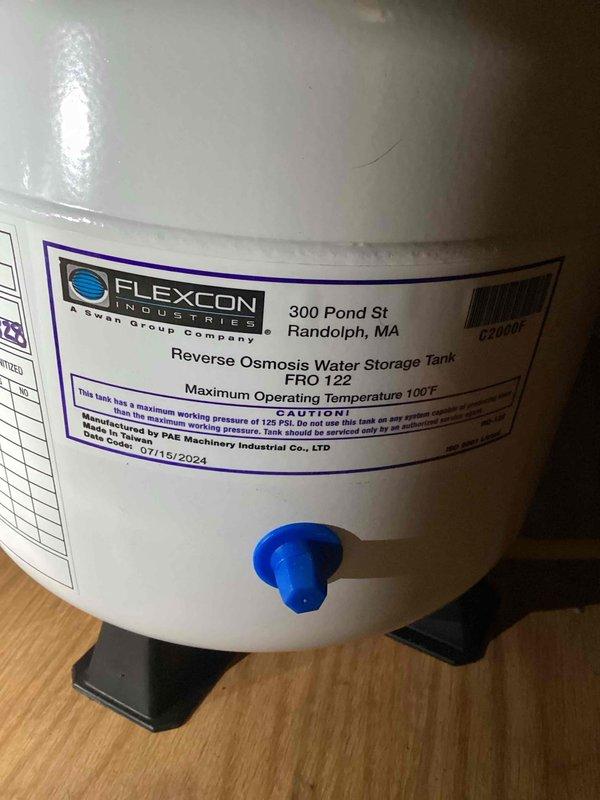 Performed scheduled maintenance service on customer's water treatment systems. Flushed water heater according to preventative maintenance agreement specifications and delivered replacement filters for the Flexcon FRO 122 reverse osmosis system. Documented model information (FCEDHNGM) and serial number for proper filter ordering and future service reference.