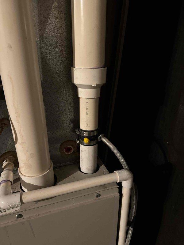 Arrived on site and successfully installed a rain gutter system as requested. Completed installation of all components according to specifications, ensuring proper drainage and water control. Photo documentation taken of the connected PVC piping system with appropriate valves and fittings.