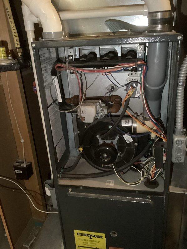 Responded to no-heat service call for 10+ year old system operating at 60°F indoor temperature. Diagnosed failed inducer motor as root cause. Recommended replacement of inducer motor or complete system replacement due to age of equipment.