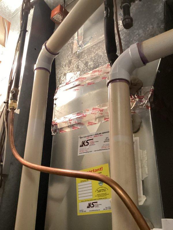 Performed scheduled one-time tune-up on HVAC system per maintenance agreement. Completed comprehensive inspection of furnace with interior component examination. System was found to be in normal working condition with no issues identified. All connections, wiring, and PVC venting appear properly installed and functional.
