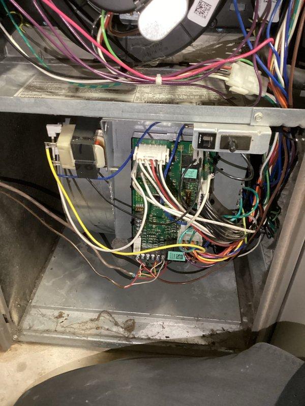 Performed scheduled maintenance service on Lennox furnace system per maintenance agreement. Inspected electrical control components including circuit board and wiring connections. Visual inspection confirmed normal operating condition of furnace assembly, ventilation system, and associated ductwork.