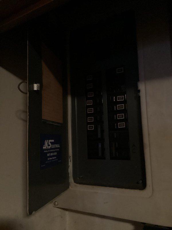 Installed new electrical outlet in upstairs hallway closet to accommodate rechargeable vacuum cleaner. Ran electrical wire through attic from existing bathroom switch location to new outlet location. Completed installation with proper connections to existing circuit.