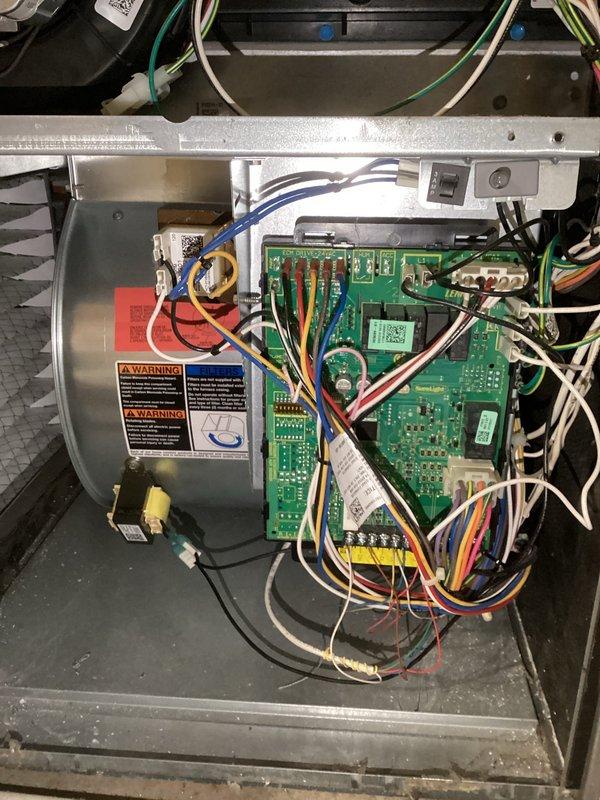 Arrived on site and successfully installed a replacement blower motor under warranty. Completed installation of all electrical connections to the circuit board and properly secured wiring harnesses. System was fully tested after installation with proper operation confirmed.