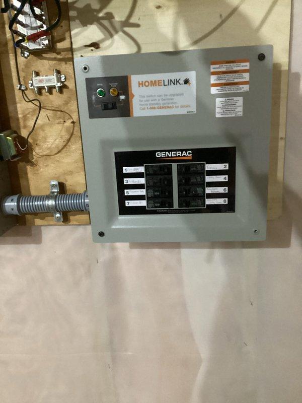 Completed installation of replacement components for home backup power and comfort systems. Successfully replaced faulty transfer switch for generator to restore proper battery backup functionality, installed new ecobee thermostat, and replaced humidifier control unit. All systems were thoroughly tested to verify proper operation, though noted that supplied HRV board was incorrect and could not be installed.