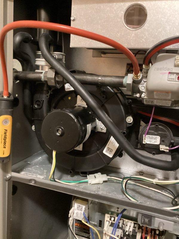 Diagnosed and replaced failing inducer motor that was causing loud screeching noises during startup and shutdown, which had been causing the furnace to randomly shut off. Motor was replaced under parts warranty and unit is now functioning properly.