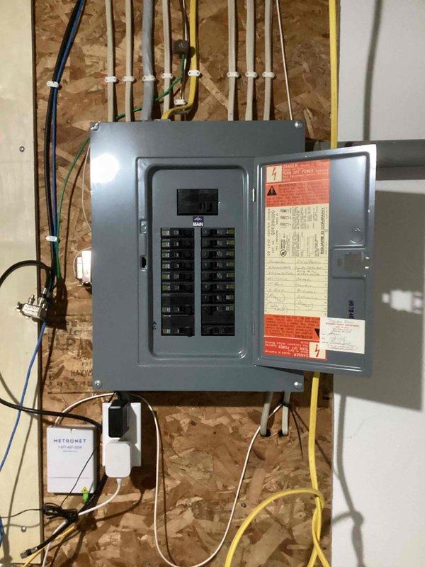 Conducted an assessment of the electrical panel to evaluate capacity for adding bathroom lighting. Inspected existing panel configuration, which contained multiple circuit breakers in good working condition. Noted recent drywall installation with junction boxes prepared for new electrical fixtures. Provided customer with detailed estimate for completing the bathroom lighting installation.