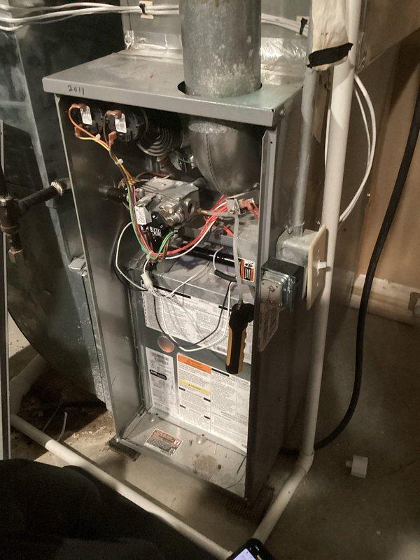 Performed scheduled preventative maintenance service on residential HVAC system per maintenance agreement. Conducted comprehensive inspection of furnace components including electrical connections, control board, gas valve assembly, and blower motor. System was found to be in normal working condition with no apparent deficiencies.