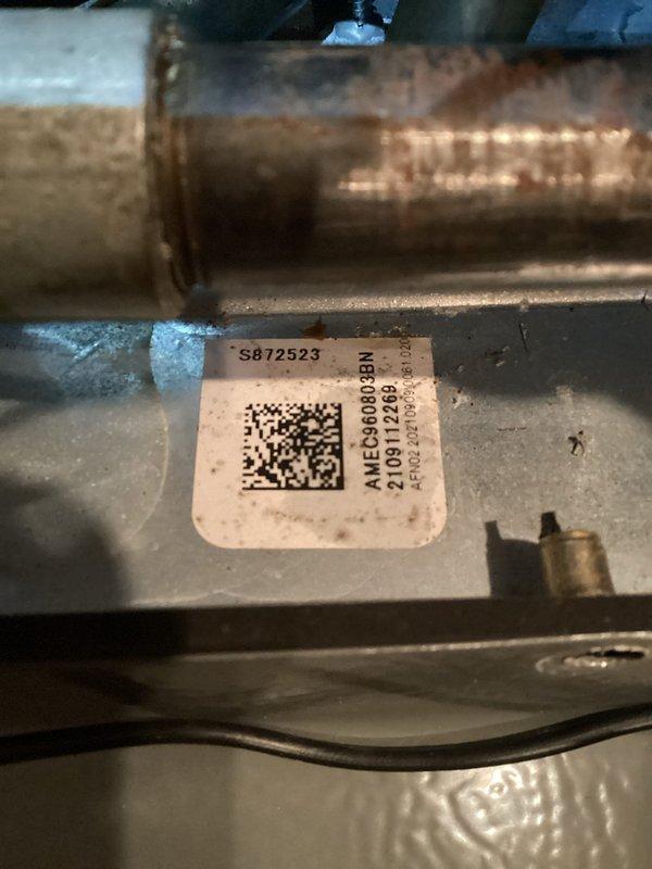 Completed scheduled preventative maintenance agreement service on air handler system. Performed comprehensive tune-up of all components with no issues identified. Documented equipment details including serial number S872523 and model AMES9608080BN, and inspected condensate drain system with properly installed PVC piping.