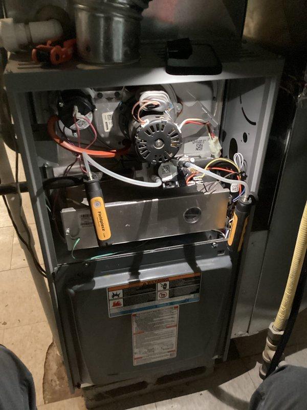 Performed scheduled maintenance on HVAC system per maintenance agreement. Conducted comprehensive tune-up of the Goodman unit (model MA601491-03S), inspected interior components including fan assembly, motor, and electrical connections. All systems functioning properly with no issues identified.