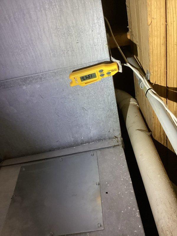 Responded to no heat complaint on aging furnace. Diagnosed high limit switch tripping due to restricted airflow from clogged filters. Temperature readings confirmed overheating condition (83.3°F at furnace, 14.9°F at return). Installed fresh filters, restored proper airflow, and verified normal operation of heating system.